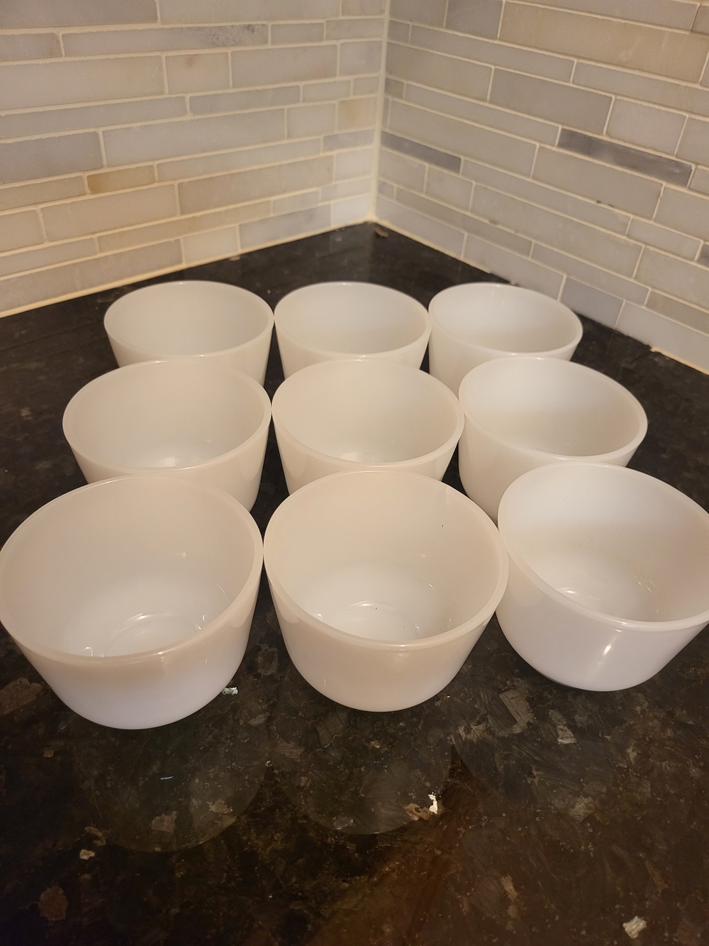 Vintage Anchor Hocking Fire King Milk Glass Custard Cups Ramekins Set of 9